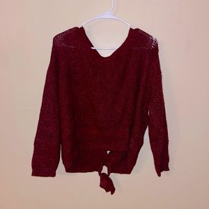 Express Maroon Distressed Sweater